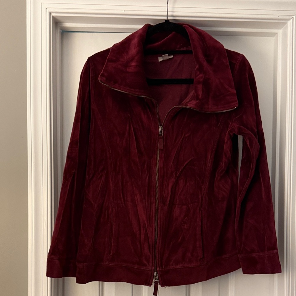 J. Jill Deep Red Velour Jacket